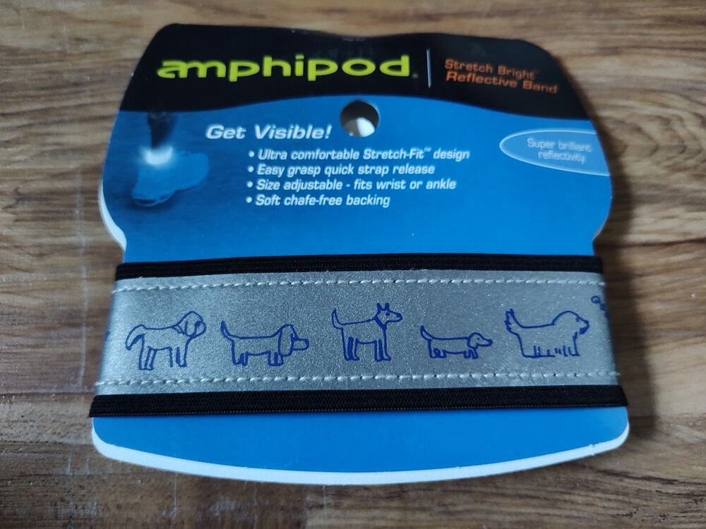 Amphipod Reflective Running Cycling Safety Band Dog Print Adjustable Ankle Wrist